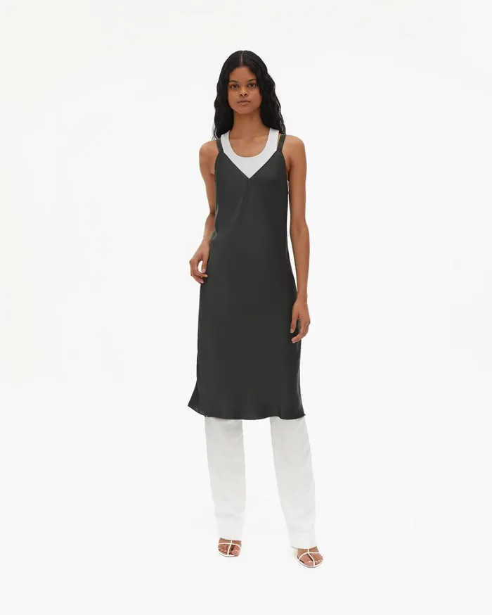 Women Velvet Strap Slip Dress Forest Helmut Lang Dresses